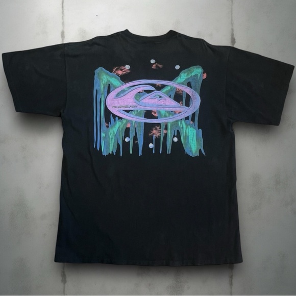 90s vintage single stitched Quick Silver shirt black front & back print - Picture 2 of 3